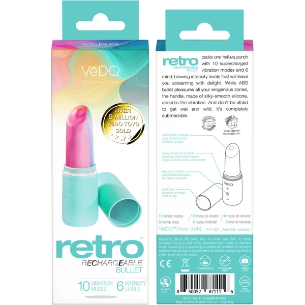 Retro Rechargeable Bullet Vibe in Turquoise