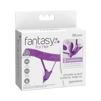 Fantasy For Her Ultimate G spot Butterfly Strap on With Remote Silicone Purple