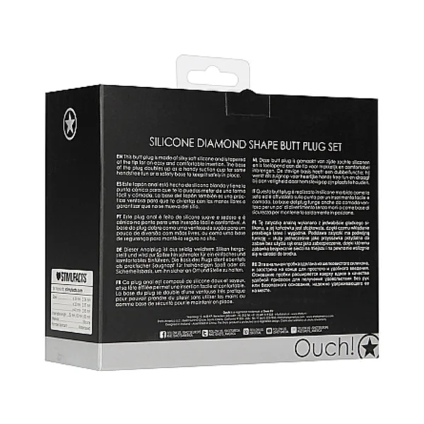 Ouchdiamond Shape Butt Plug Set Black — image 17 of 17