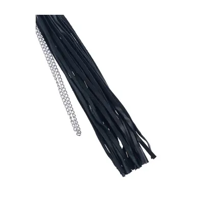 Bound X Leather Flogger With Thin Metal Handle And Chain