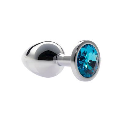 Kink Range Alloy Gem Butt Plug 3 2 Inch Light Blue Medium