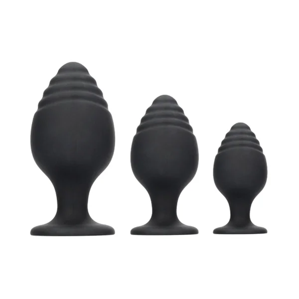 Ouch Rippled Butt Plug Set Black — image 10 of 17