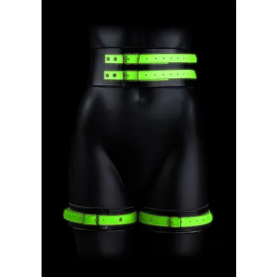 Ouch Glow in the Dark Thigh Cuffs Hand Cuffs and Belt