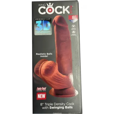 Damaged Packaging Sale King Cock Plus 8 Triple Density Cock With Swinging Balls Brown
