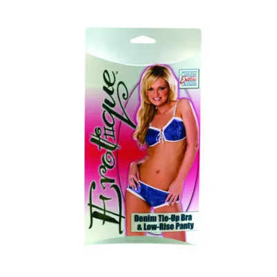 Erotique Denim Tie Up Bra and Low Rise Panty Blue