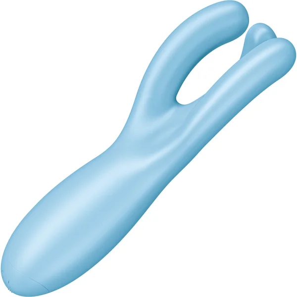 Satisfyer Threesome 4 Rechargeable Waterproof 12-Function App Enabled Dual Stimulation Vibrator - Blue