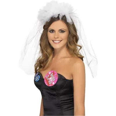 Hen Night Veil Headband White