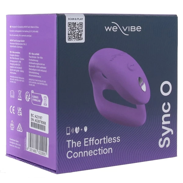 We-Vibe Sync O Rechargeable Silicone Remote & App Controlled Couples Vibrator - Purple