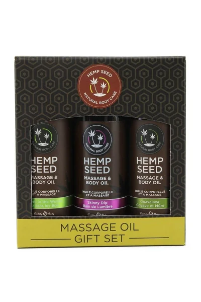Earthly Body Fragrance Gift with with Skinny Dip, Guavalava and Naked in the Woods 2 oz Massage Oils 2 oz