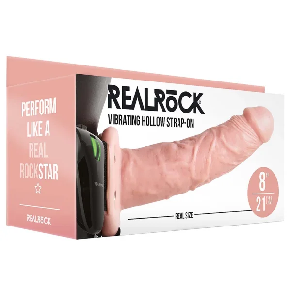 Real Rock Hollow Vibrating 8 Inch Strap-On
