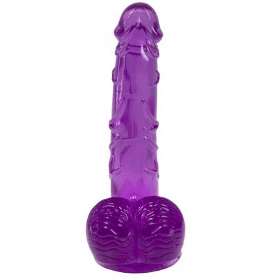 Bondara Crystal Clear Purple Suction Cup Ballsy Dildo 8 Inch