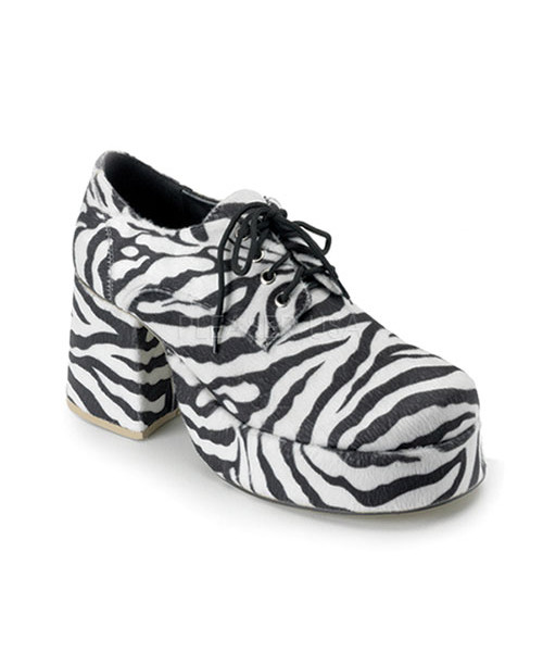 JAZZ-02 - 3 1/2" Heel MEN ZEBRA FUR Platform DISCO SHOES
