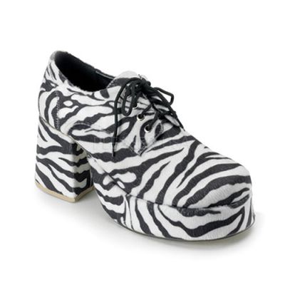 JAZZ 02 3 1 2 Heel MEN ZEBRA FUR Platform DISCO SHOES