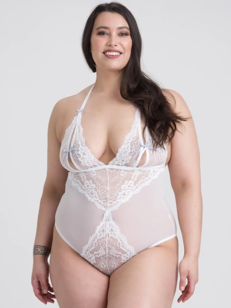 Lovehoney Plus Size Peek-a-Boo Black Lace Teddy