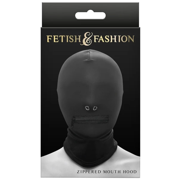 Fetish & Fashion Zippered Mouth Hood By NS Novelties - Black