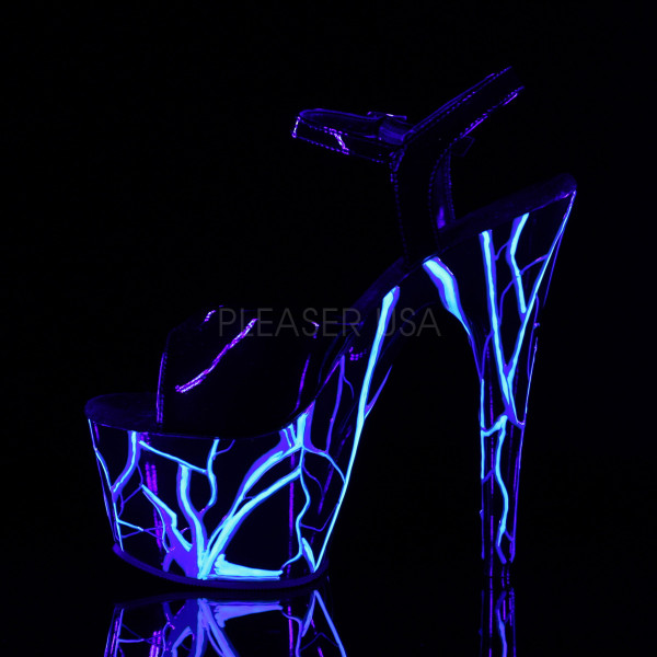 7 inches Heel, 2 3/4 inches PF Ankle Strap Sandal, Blacklight Reactive — image 7 of 16