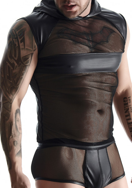 Wetlook & mesh Men's sleeveless - Black - Men