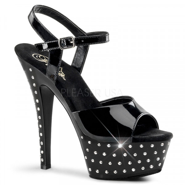 STARDUST-609 - 6" Rhinestone Studded Ankle Strap P/F Sandal