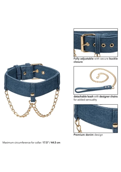 Ride 'em Premium Denim Collection Collar with Leash