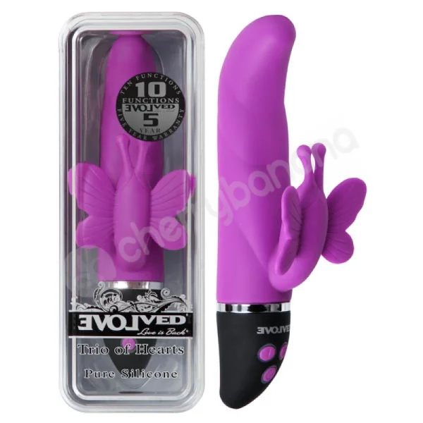 Trio Of Hearts Purple Lush Butterfly Vibrator