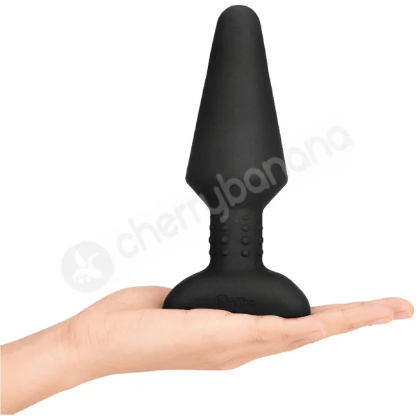 B-vibe Rimming Plug XL 6.6" Black Rotating Beads Rimming Sensation R/C Butt Plug