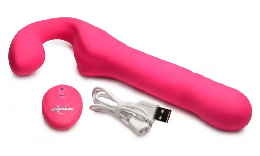 Mighty-Thrust Thrusting and Vibrating Strapless  Strap-on With Remote  - Pink