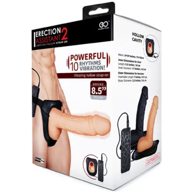 Erection Assistant 2 Vibrating Hollow Strap On Flesh 21 5 cm Vibrating Hollow Strap On