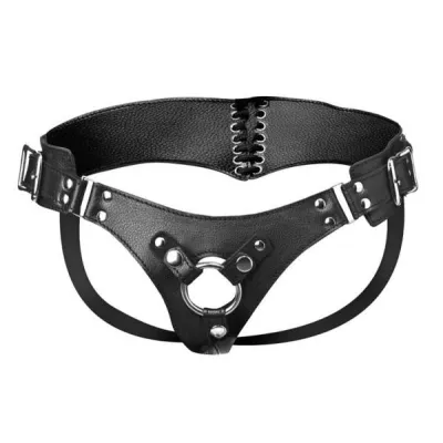 Strap U Bodice Corset Style Strap On Harness Black O S