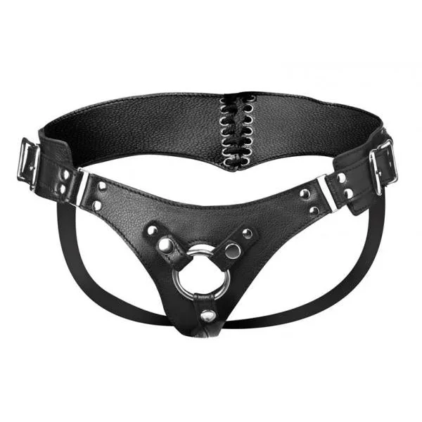 Strap U Bodice Corset Style Strap On Harness Black O/S