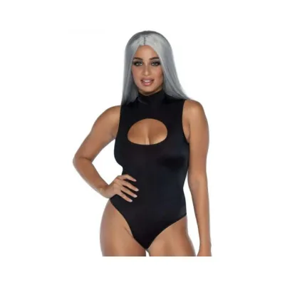 Spandex Keyhole Bodysuit Black Medium