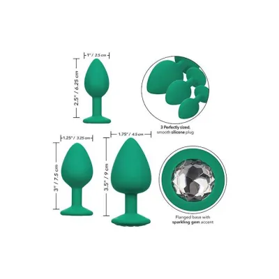 Cheeky Gems Butt Plug Set Green 2 Inch