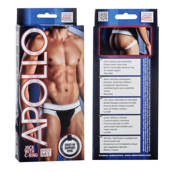 California Exotic Apollo Jock with C-Ring Medium Large Black