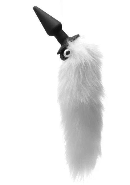 Tailz Foxxxy Fanny Vibrating Silicone Anal Plug With White Faux Fur Tail