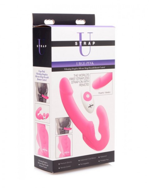 Urge Silicone Strapless Strap-on With Remote - Pink — image 2 of 13