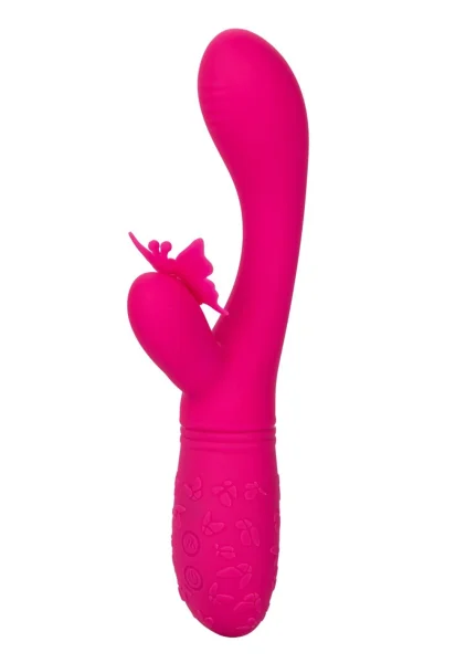 Rechargeable Butterfly Kiss Silicone Flutter Dual Stimulation Vibrator By CalExotics - Pink