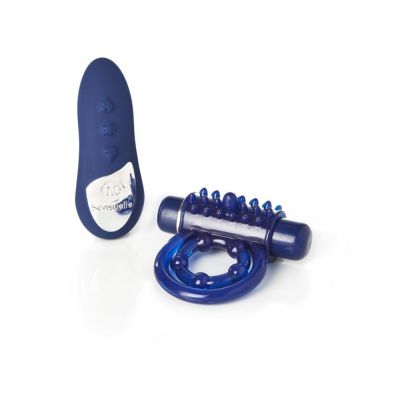 Sensuelle Remote Control Cockring 15 Function Rechargeable Waterproof blue