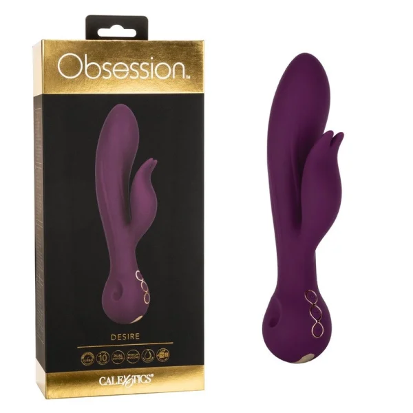 Obsession Desire Rechargeable Waterproof Silicone Rabbit Vibrator By CalExotics - Purple