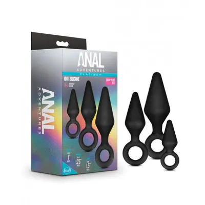 Blush Anal Adventures Platinum Silicone Loop Plug Kit Black