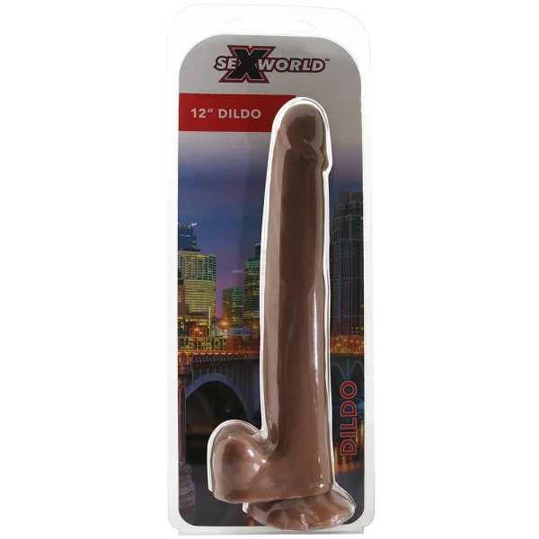 Sex World 12 Inch Dildo in Brown — image 4 of 6