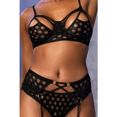 Sweet Spot Polka Dot Bra with Garter Belt Panty By Mapale by Espiral