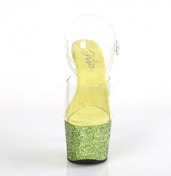 7 inches Heel, 2 3/4 inches PF Ankle Strap Sandal w/ Glitter Bottom — image 22 of 25