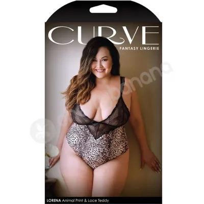 Curve Animal Print Lace Teddy 1X 2X