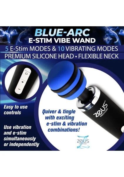 Zeus Blue Arc Plug In E-Stim Vibrating Wand