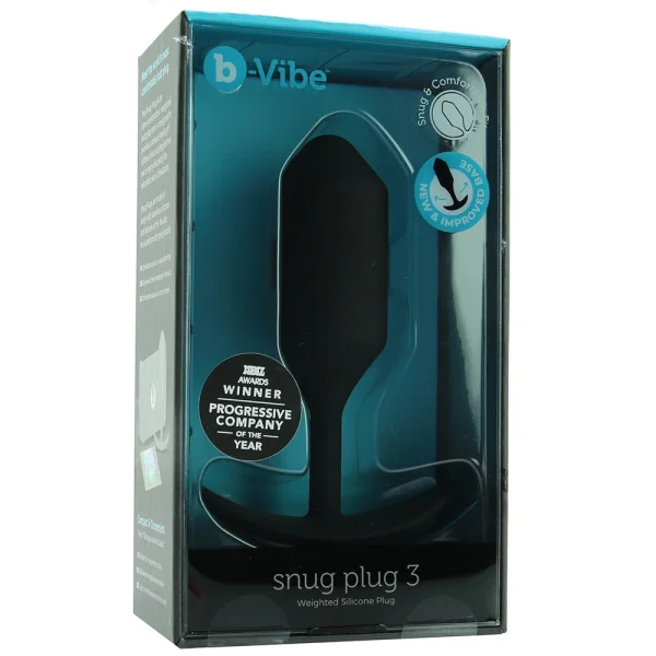 b-Vibe Snug Plug 3 Large Silicone Weighted Butt Plug - Black