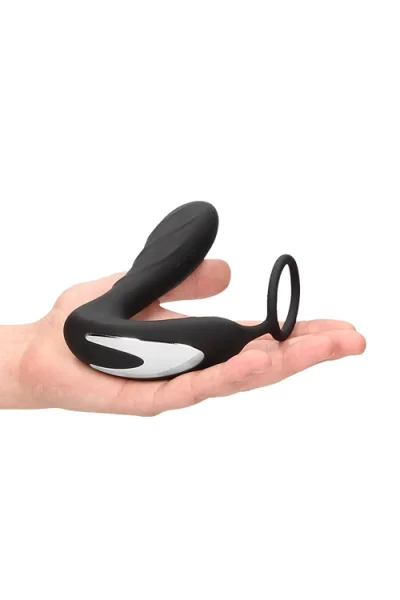 Shots Toys 5.7" Vibrating Electro-Stimulation Butt Plug with Cock Ring with Remote