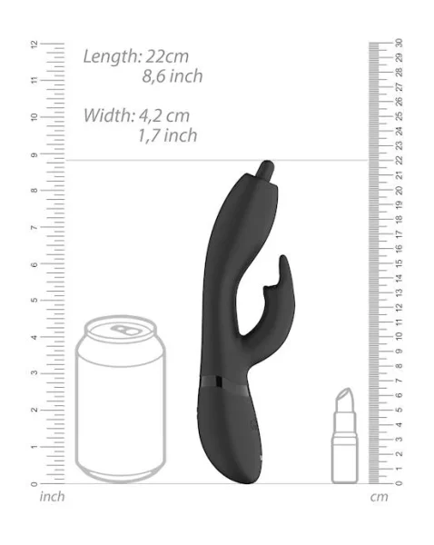 Nilo - Pinpoint Rotating G-spot Rabbit  - Black - 8 Inch