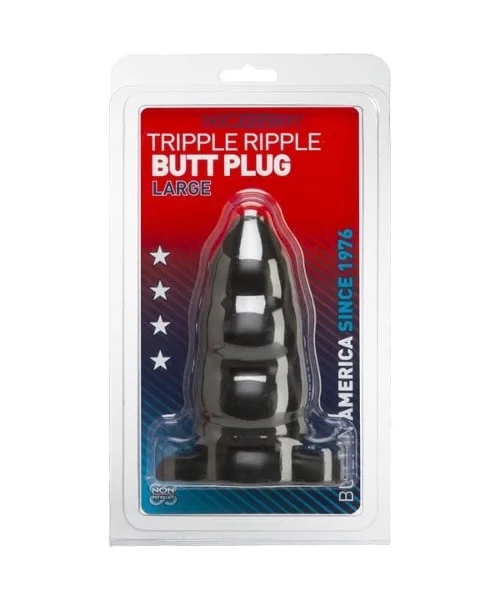 Triple Ripple Butt Plug, Black Large — image 4 of 4