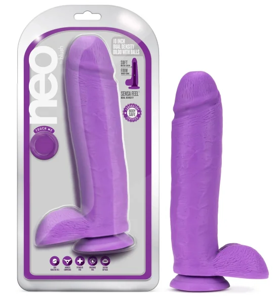 Neo - 10 Inch Dual Density Dildo - Neon Purple
