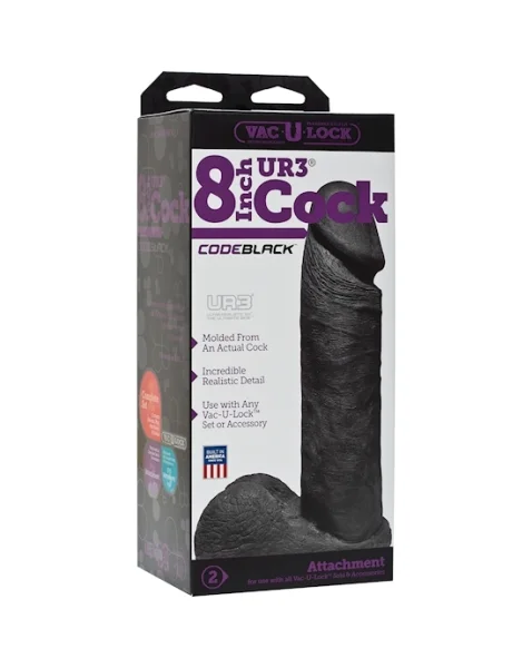 Vac-u-lock Codeblack 8 Inch Ur3 Dildo - Black - 8 Inch