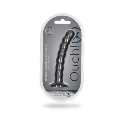 Realistic Dildos Shots Ouch Beaded Silicone 6 5 In G spot Dildo Gunmetal